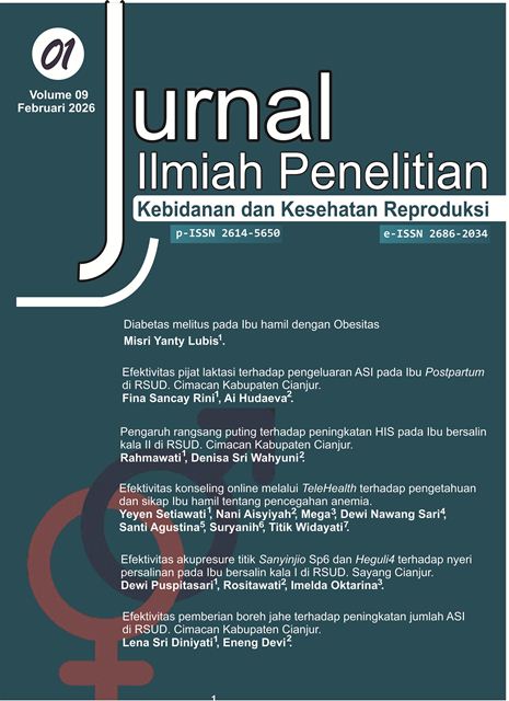 					View Vol. 9 No. 1 (2026): Jurnal Ilmiah Penelitian Kebidanan Dan Kesehatan Reproduksi Vol 9 Jilid 1 Februari 2026
				